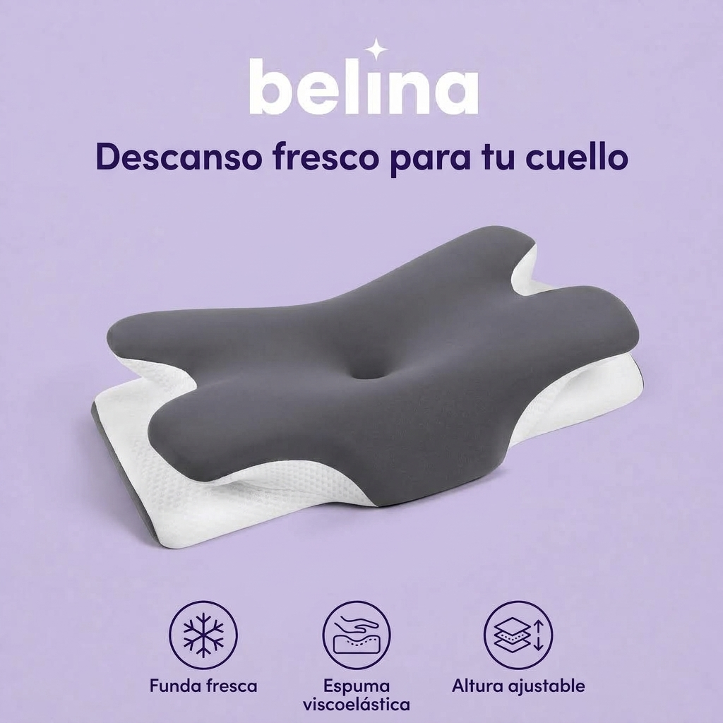 Almohada cervical Belina: funda fresca, espuma viscoelástica, altura ajustable